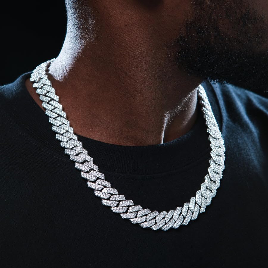 Mens Cuban Link Chain Miami Cuban Necklace 18K Gold Silver Chain For Men Women 14mm Iced Out Hip Hop Jewelry - Image 3