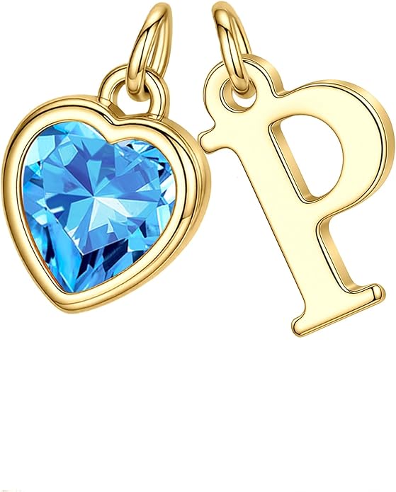 Turandoss Valentines Day Gifts for Her Trendy, Dainty 14K Gold Plated Initial A-Z Heart Birthstone Pendant Necklace Personalized Bridesmaid Birthday Valentines Jewelry Gifts for Women Girls