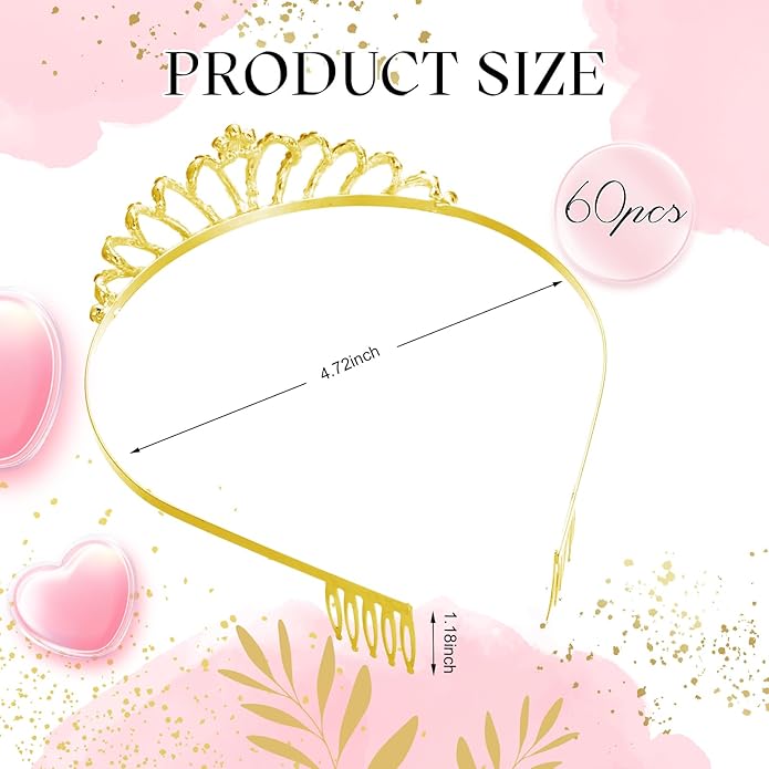 Lyrow 60 Pack Crystal Tiara Crowns Bulk for Women Princess Elegant Tiaras with Combs Rhinestones Crowns Bride Wedding Headbands Birthday Party Headbands