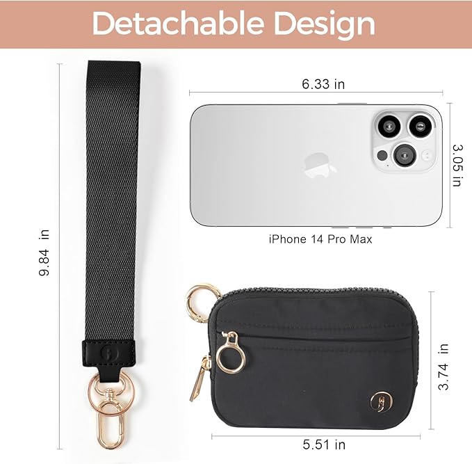 Wristlet Keychain Wallets for Women RFID Blocking Credit Card Holder Small Zipper Coin Purse Change Pouch with ID Window and Detachable Wrist Strap Black White Checkered
