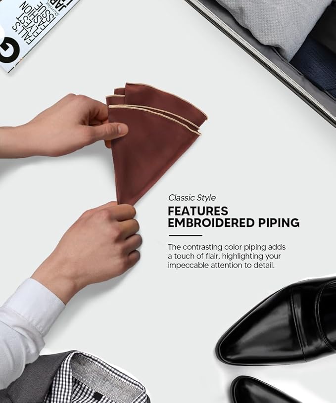 Premium Pre-Folded Four-Point Suit Pocket Square for Men with Sewn Pocket Fold