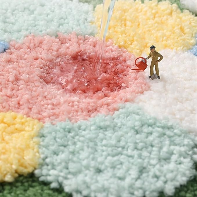 Ankah Shower Rug Bath Mat Forest Series Cartoon Design Bathroom Rug, Fluffy, Soft, Non-Slip, Durable, Absorbent Bath Rug, Irregular Plant Shaped Door Mat and Carpet, 17.7" x 29.5", Happy