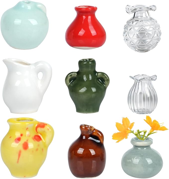 9Pack Mini Vase Magnets for Refrigerator,Cute Decorative Bud Plant Fridge Magnets for Kitchen, Office, Locker,Fridge Decorative,Locker(Without Flowers)