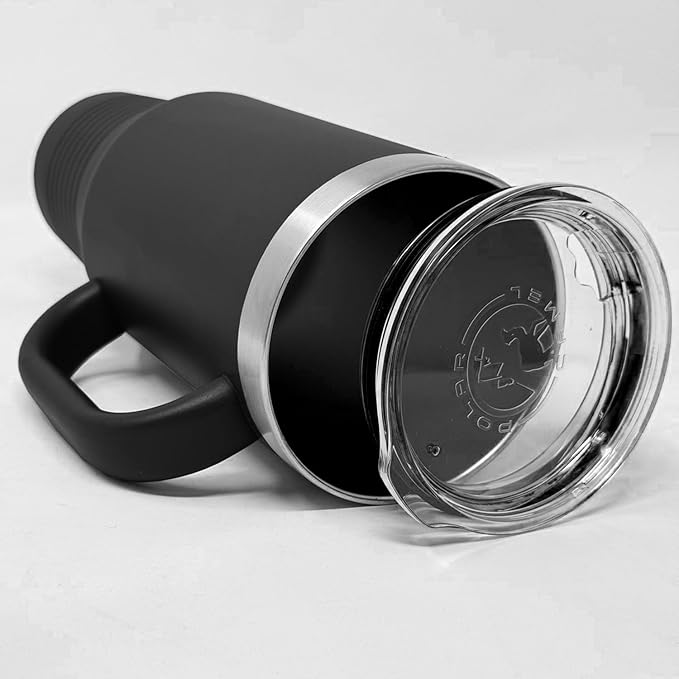 LaserGram 40oz Vacuum Insulated Travel Mug with Handle, Black Widow Spider, Personalized Engraving Included (Black)