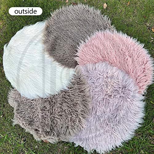 Baby Photo Props Faux Fur Round 23.6 inch Soft Baby Boy Girl Photo Blanket Studio Photo M Grey Sand - Image 4