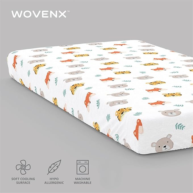 Kids Organic 100% Viscose Derived from Bamboo Sheet Set | Twin or Full Size Fitted Bed Sheets | Oeko-Tex Certified | Cute Toddler Bedding for Girls & Boys Tiger Bear Fox Full