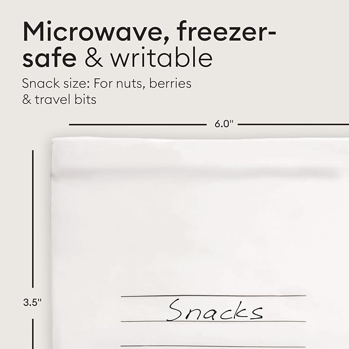 Vove Compostable Snack Bags, Small 50 Count – Freezer Safe, Leak Resistant, Non Toxic, Writable & Reusable Food Storage, Plastic-Free Eco Bags