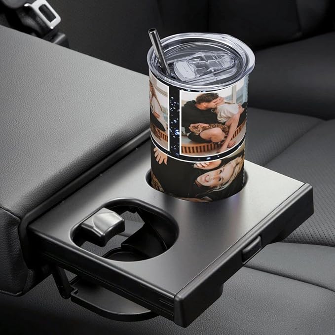 Personalized Custom tumbler Coffee Mug with Lid and Straw Hot and Cold Stainless Steel Vacuum Insulated Travel Mug with Photo Personalized tumbler Gift (20 oz, Cylinder, 9 photos)