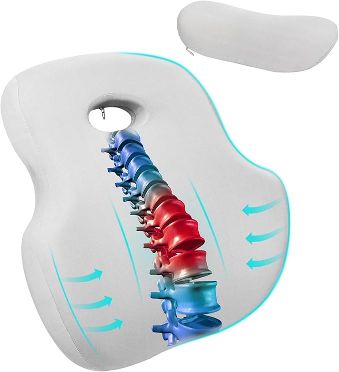 Memory Foam Lumbar Support Pillow for Back Pain Relief, Ergonomic Design, Orthopedic Cushion