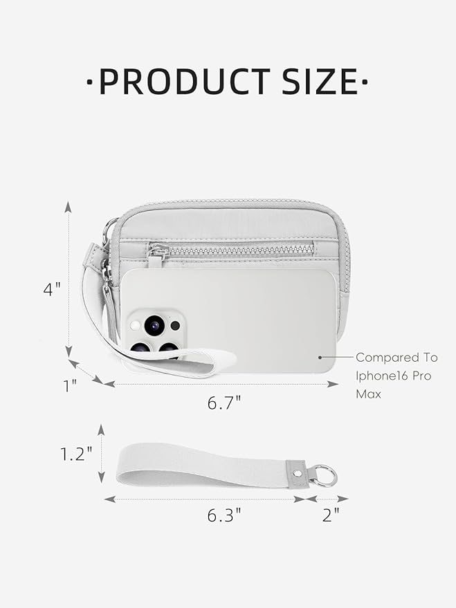 WESTBRONCO Wristlet Wallets for Women Nylon Quilted RFID Wallet with 3 Zipper Purse for Travel