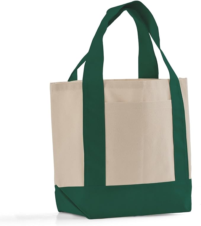 TBF 12 Pack Mini Iconic Canvas Shopping Bags with Gusset – Reusable Eco-Friendly Tote Bags with Handles