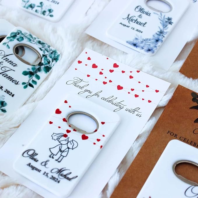 20 PCS Personalized Wedding Favors Bottle Openers - Custom Wedding Gifts for Guests with Thank You Cards, Memorable Thank You Gift for Celebrating Your Special Day (Credit Card)