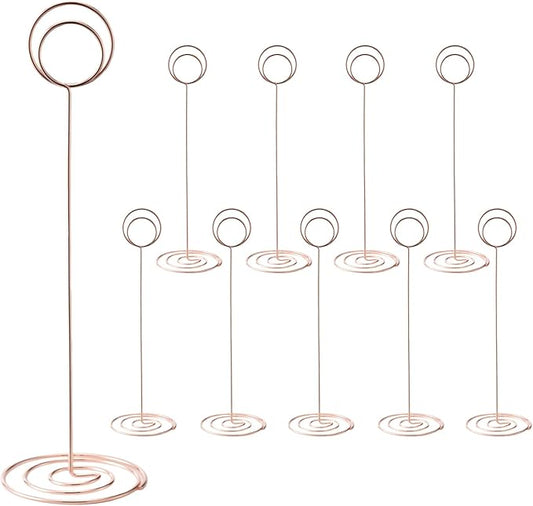 Hoewina 10Pcs Place Card Holder, Table Number Holders, Wire Picture Holder, Table Card Holders Stand, Photo Holder for Centerpieces, Wedding Reception, Party, Birthday (Rose Gold)
