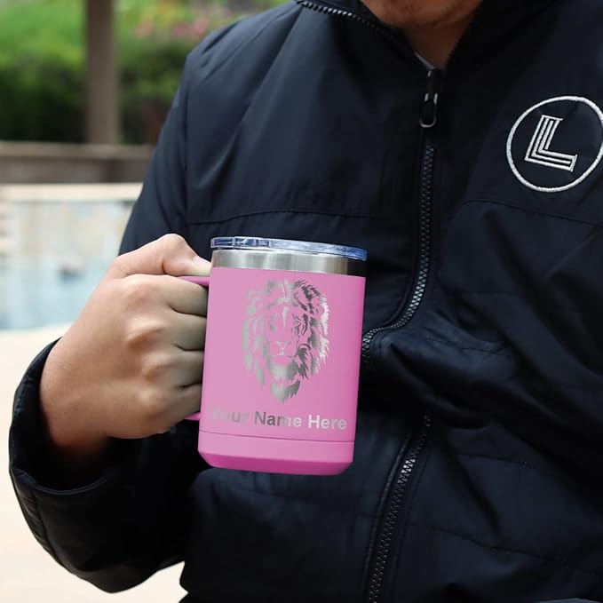 LaserGram 15oz Vacuum Insulated Coffee Mug, Cup of Coffee, Personalized Engraving Included (Light Purple)