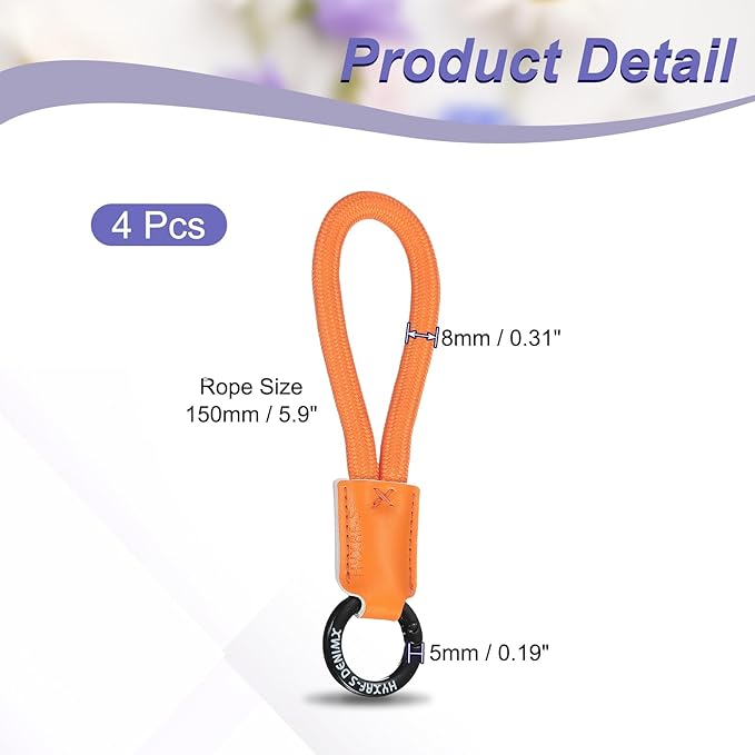 PATIKIL Handmade Cowhide Key Chain,Stylish Bag Pendant Leather Car Key Lanyard Mobile Phone Keychain Accessories, 4 Pack