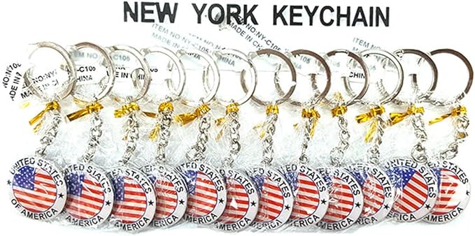 12 Pack US United States Keychain NYC Metal Key Ring Star Stripe US Flag Souvenir Patriotic Gift