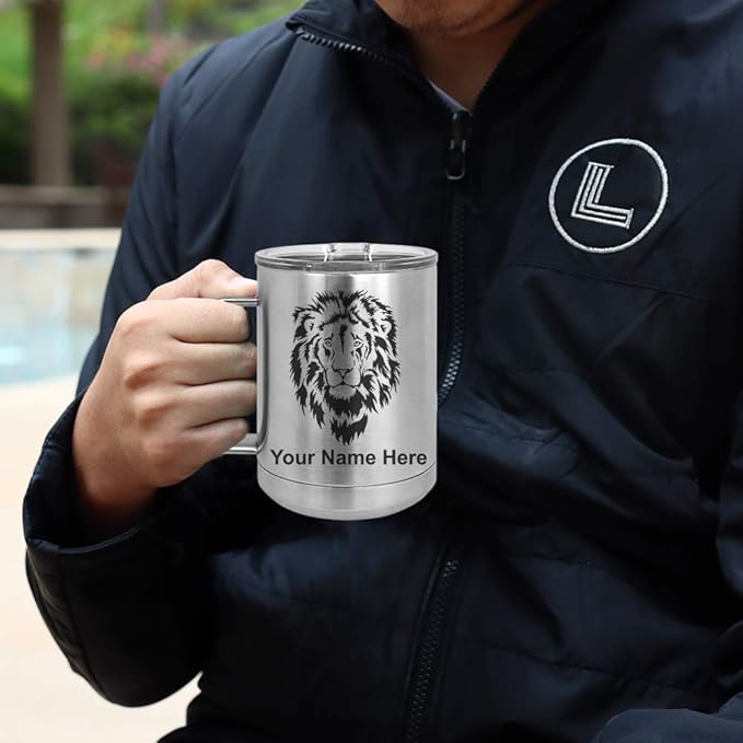 LaserGram 15oz Vacuum Insulated Coffee Mug, Cup Cake, Personalized Engraving Included (Stainless Steel)