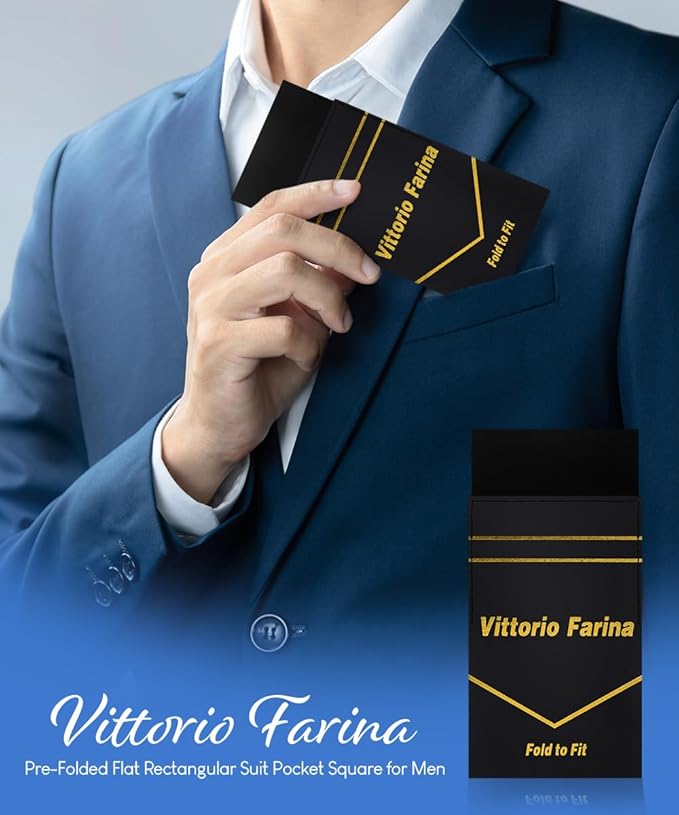 Premium Pre-Folded Four-Point Suit Pocket Square for Men with Sewn Pocket Fold