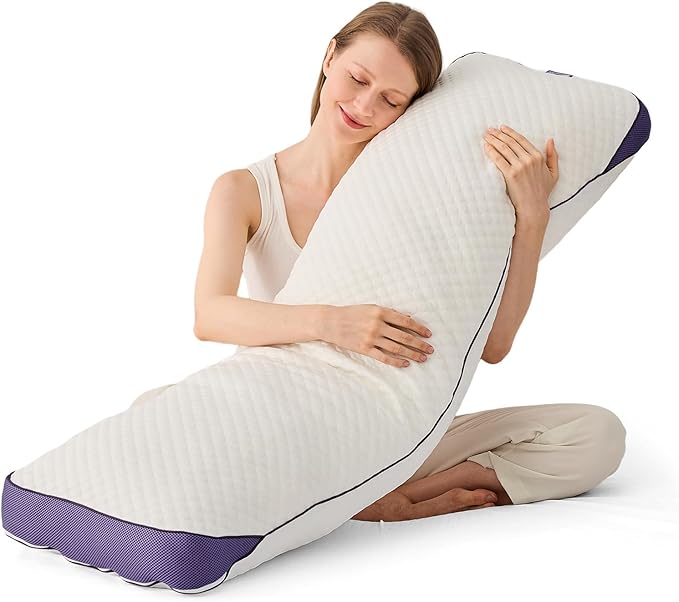HOMELAB Adjustable Shredded Memory Foam Body Pillow, Cooling Long Pillow with Washable Cover, Full Support for Side Sleepers, Back, Hip & Leg Comfort, 1 Pack 20"x52"