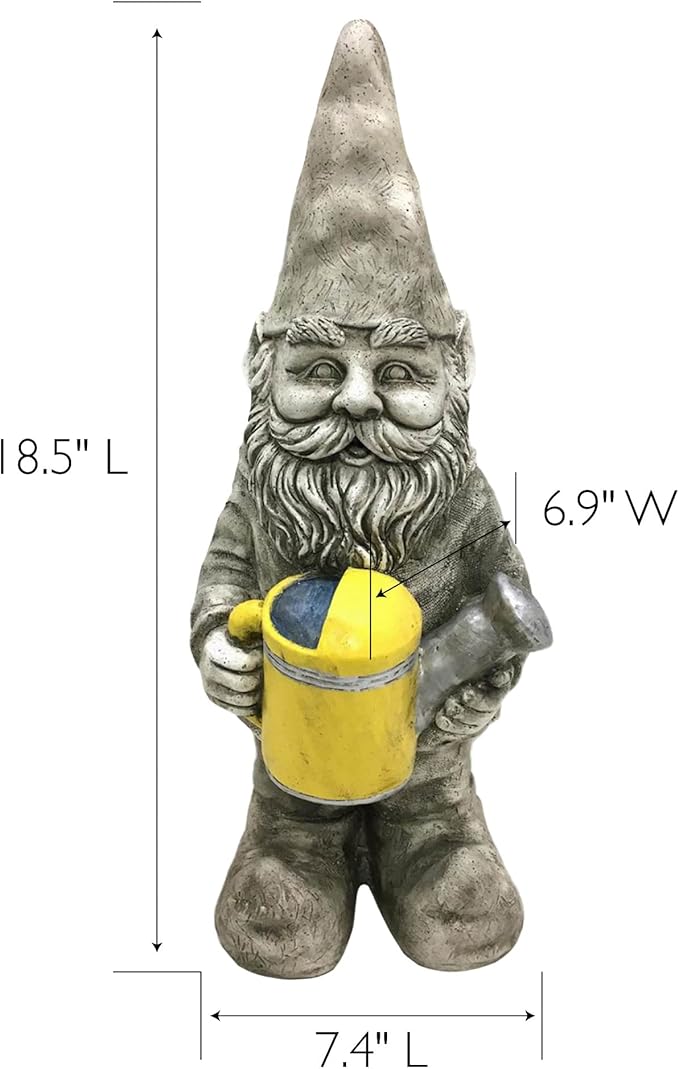 Design House 395830 Indoor/Outdoor Gnome with Watering Can Figurine Statue for Garden Patio Home & Office Décor Housewarming Gifting Birthdays, 18.5" x 6.9" x 7.4, Multicolor