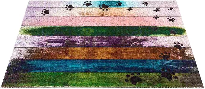 Darkyazi 23.6" x 35.4" Colorful Doormats Entrance Front Door Rug Funny Outdoors/Indoor/Bathroom/Kitchen/Bedroom/Entryway Floor Mats，Non-Slip Polyvinyl Chloride (Dog paw Print-2)