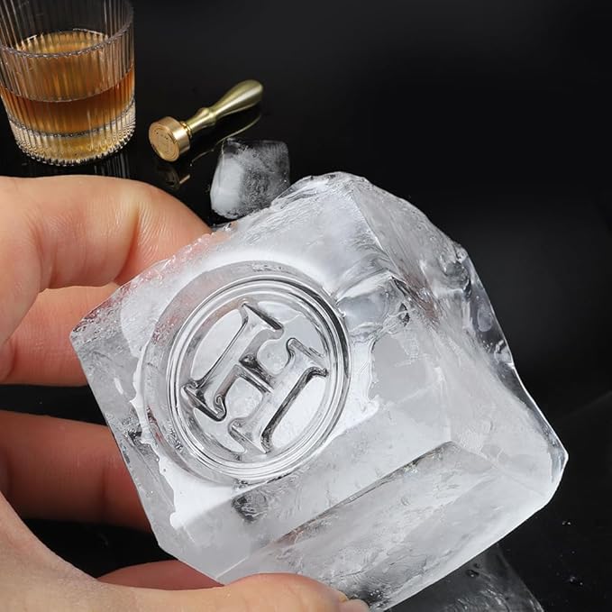 Ice Cube Stamp for Cocktails Ice Stamp Brass Head with Handle, Ice Branding Stamp for Ice Cubes Cocktail Whiskey Drinks Party Wedding Making DIY Crafting (Letter H)