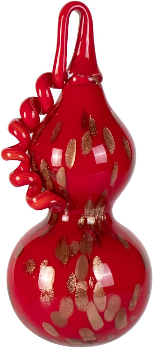 KAMMAK Gourd Glass Figurine, Handmade Blown Coloured Glaze Art Gourd Statue, Centerpiece Collectible Home Decor, Table Ornaments, Gift for Birthday Thanksgiving Christmas Decorations, QSKQ03