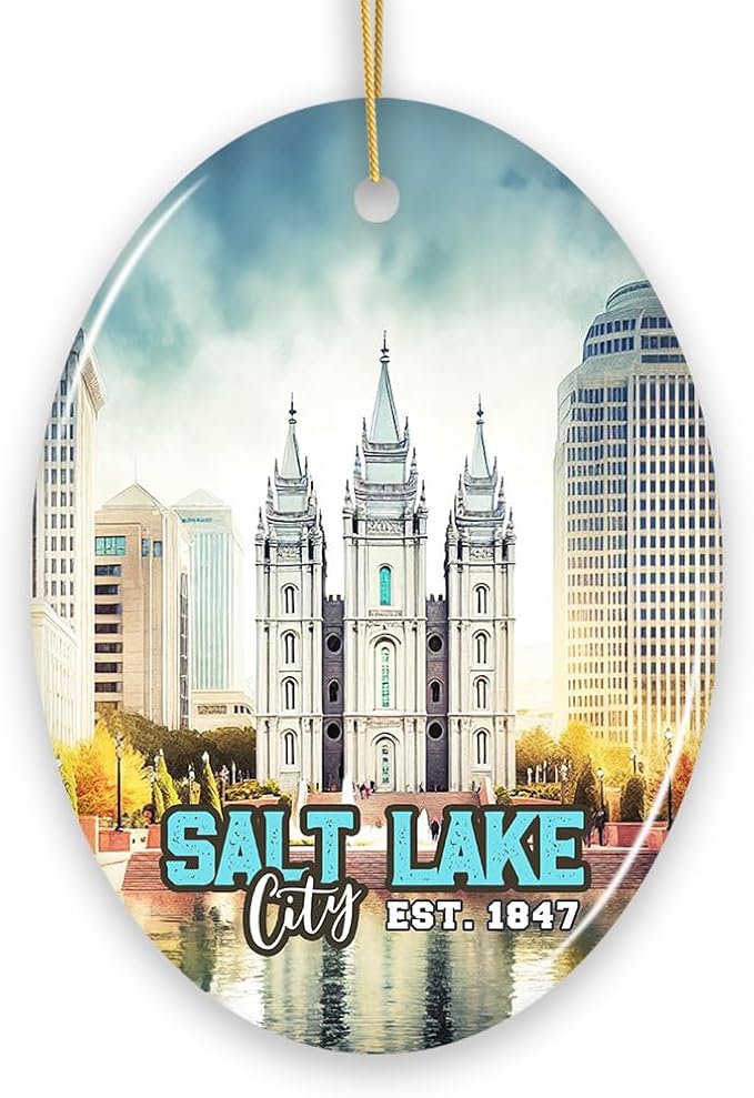 Salt Lake Vintage Ceramic Ornament, Utah Temple Souvenir Christmas Decoration