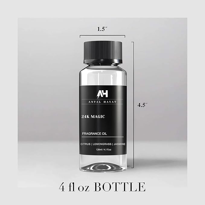 Luxury Hotel-Inspired Diffuser Oil 24K Magic 120ml – Citrus, Lemongrass, Jasmine – Inspired by W Hotels - Diffuser Refill Oil - Luxury Aromatherapy Oils - Home Fragrance Oils for Ultrasonic Diffusers