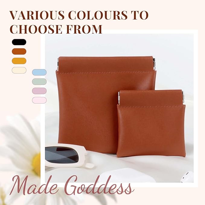 4 Pcs Leather Pouch for Purse, Snap Closure Self-Sealing Cosmetic Bag, Mini Waterproof Organizer for Makeup, Coins, Jewelry, Eyeglasses (C, Mixed sizes)