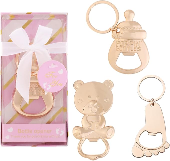 24 pcs Baby Shower Favors for Guest Bottle Opener Baby Shower Keepsake Baby Shower Return Gift for Guest Baby Shower Souvenir for Boy or Girl Baby Shower Decorations (Pink-3)