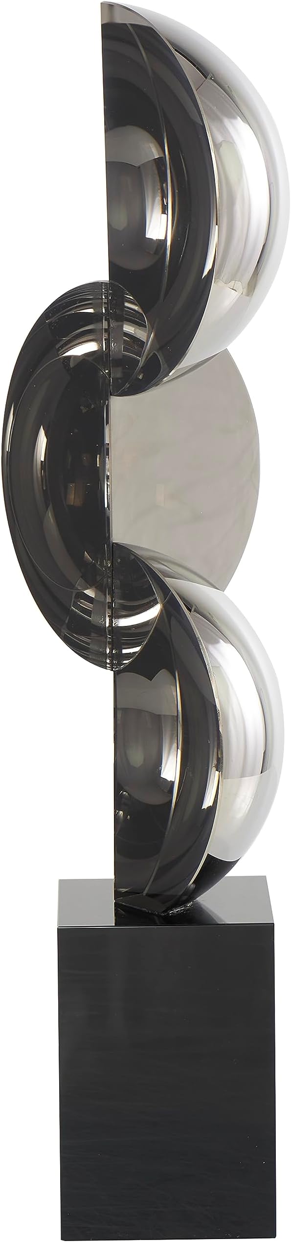 Deco 79 Crystal Geometric Decorative Sculpture Abstract Two-Tone Home Decor Statue with Stacked Semi Circles, Accent Figurine 5" x 4" x 18", Black