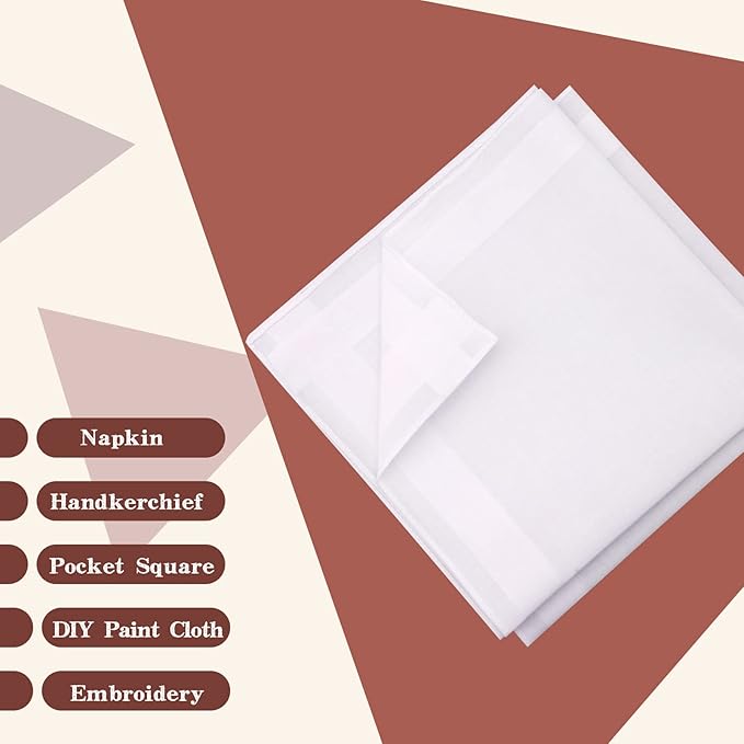 GB Selected Men's Cotton Handkerchiefs, Assorted Solid Color Pocket Square Hankies with Stripe
