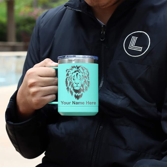 LaserGram 15oz Vacuum Insulated Coffee Mug, Cup Cake, Personalized Engraving Included (Teal)