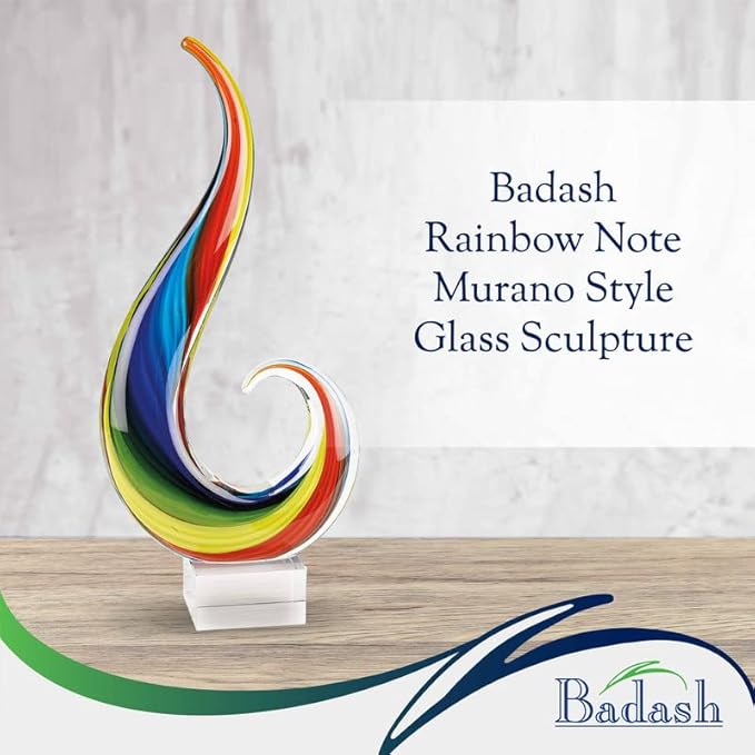 Badash Crystal - Rainbow Note Murano Style 16 Inch Centerpiece
