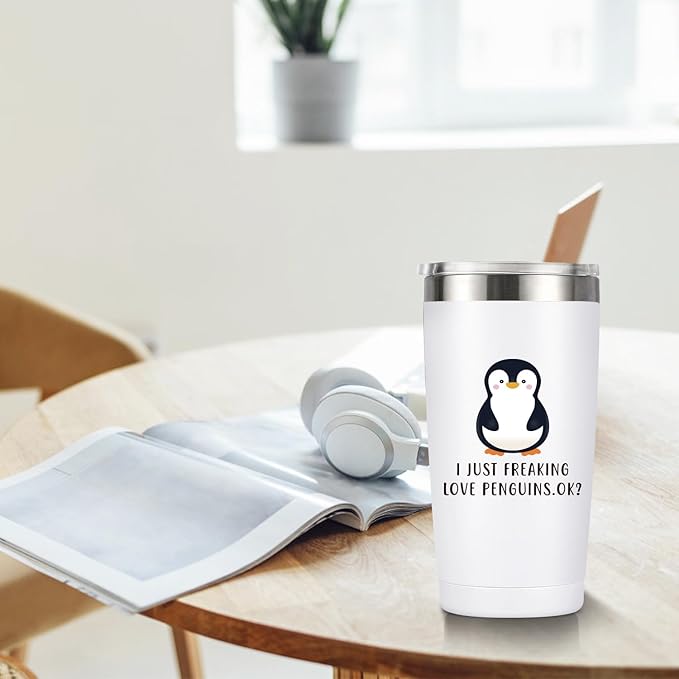 MASGALACC Penguin Gifts for Women - 20oz Penguin Themed Tumbler Mothers Day Gifts With Penguins Figurines Birthday Christmas Ideas for Her