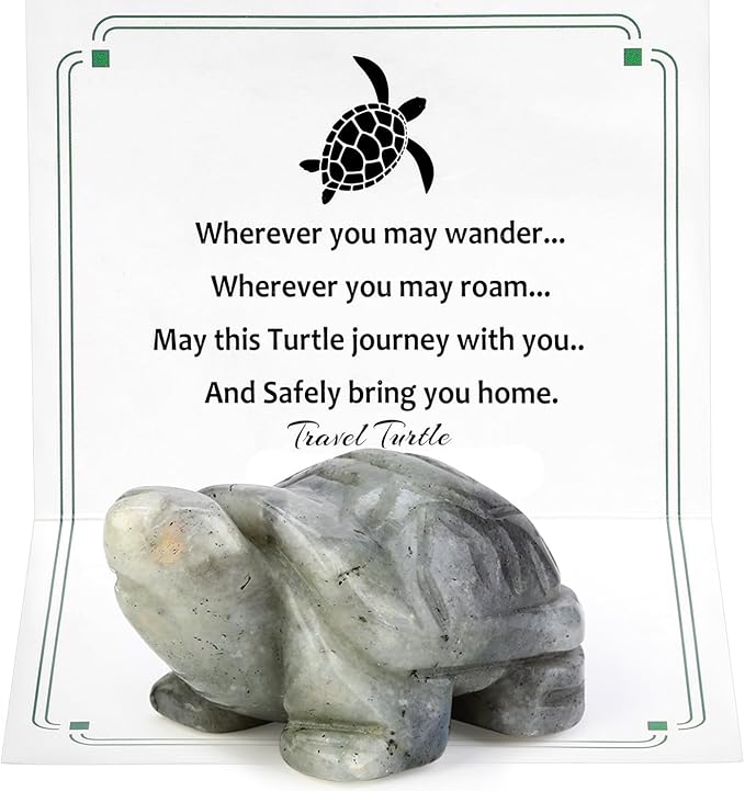 DUQGUHO 2" Travel Turtle Gift Decor Crystals Figurines Moonstone Crystal Best Turtles Travels Gifts for Women Traveling Travelers Cute Decorations