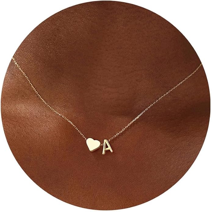 Turandoss Valentines Day Gifts for Kids Teen Girls - Dainty 18K Gold Plated Heart Initial A-Z Pendant Necklace Trendy Jewelry Heart Necklaces Birthday Valentines Day Gifts for Girlfriend Wife Women