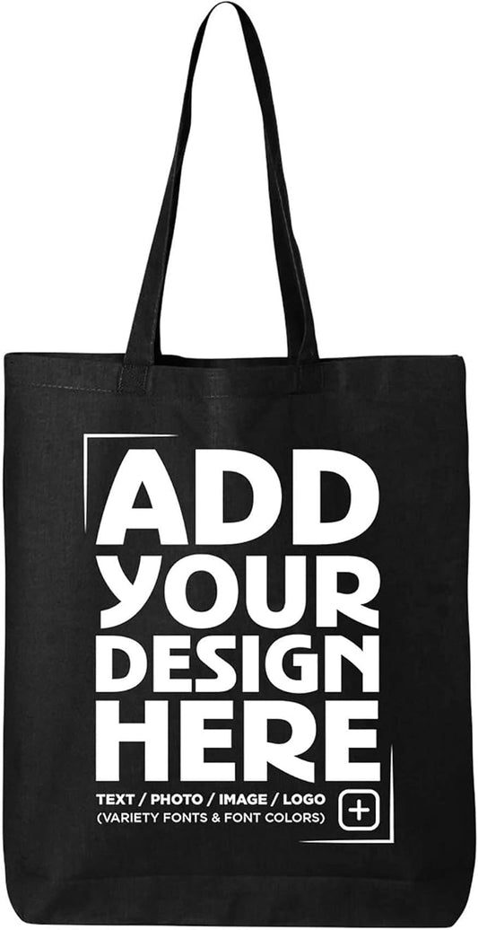 shop4ever Personalized Custom Design Your Own Eco Cotton Tote Reusable Shopping Bag Customizable Gift