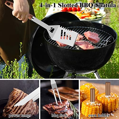 Romanticist 23pcs Stainless Steel BBQ Grill Tools & Accessories Kit, Brown - Image 5