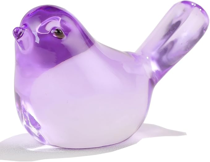 Ornalrist Crystal Purple Birds Figurines Home Decor, Glass Art Birds Collectible Figurines Paperweights Crystal Decor Gifts for Women Mom Friends (Purple)