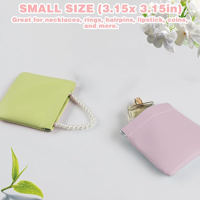 6Pcs Small Makeup Bag Cosmetic Pouch, 3size Mini Makeup Pouch Portable Purse Pouches, Self-closing Pouches Waterproof Cosmetic Bag for Cosmetics Jewelry Headphones (6 Colors)