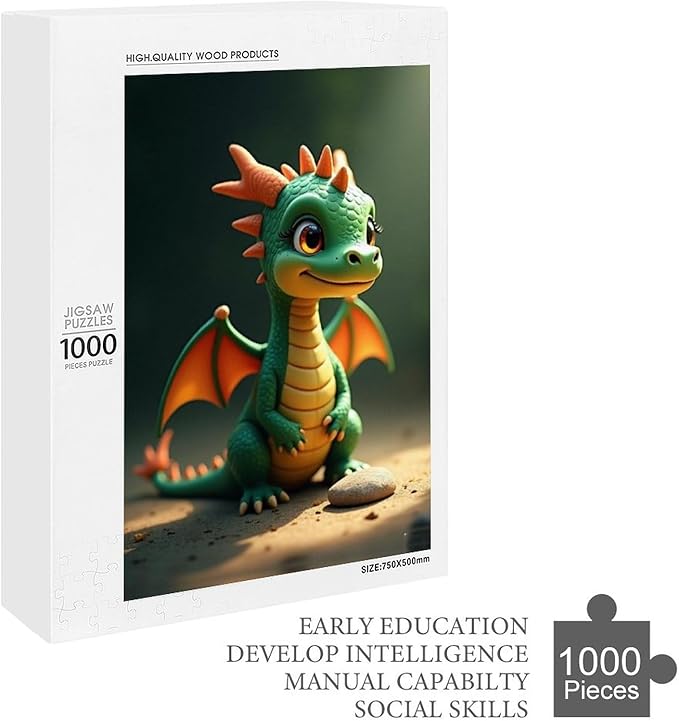 Wooden Puzzle - Green Dragon Jigsaw Puzzles，Wooden Puzzles for Adults 1000 Pieces Challenge Puzzles，Educational Games，Family Puzzles，Unique Gifts for Wall Art