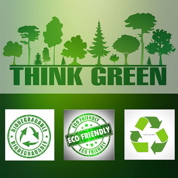 KitchenDine Eco Green Plastic Bags - 500 Count Biodegradable Shopping -Thank You - 22" x 12" Carry Out Bags. (500)