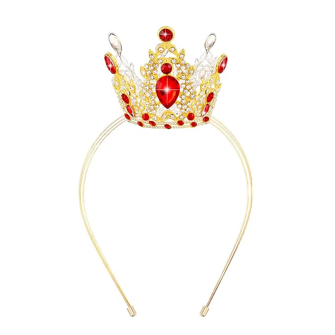 VELSCRUN Red Crystal Tiara Headband, Crowns for Women, Princess Girls Tiaras, Royal Queen Crown Princess Quinceanera Headpieces for Birthday Prom Bride Wedding Pageant Party Hair Band