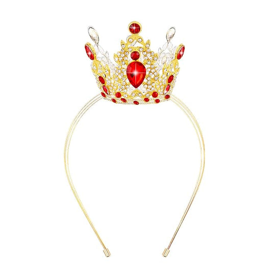 VELSCRUN Red Crystal Tiara Headband, Crowns for Women, Princess Girls Tiaras, Royal Queen Crown Princess Quinceanera Headpieces for Birthday Prom Bride Wedding Pageant Party Hair Band