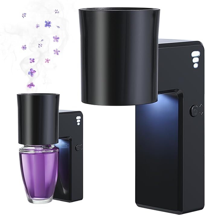 2 PCS Wall Fragrance Plug in with Night Light and Oil Diffuser Plug with Upgraded Fragrance Concentration Control, Compatible with Bath and Body Works WallFower for Home, Black