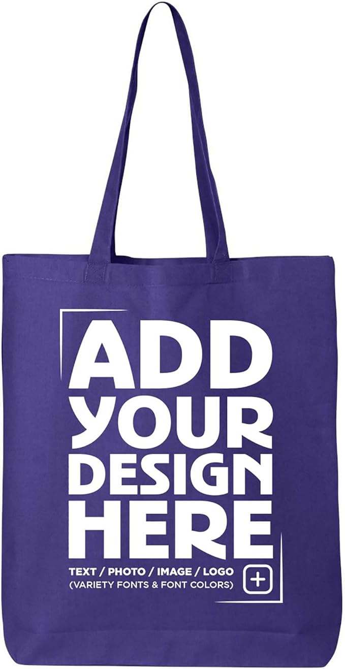 shop4ever Personalized Custom Design Your Own Eco Cotton Tote Reusable Shopping Bag Customizable Gift