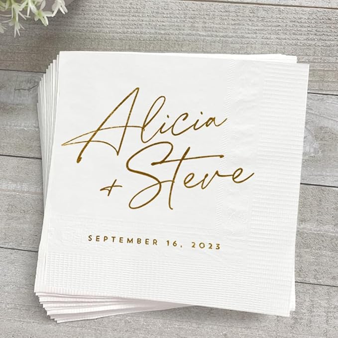 Personalized Wedding Cocktail Napkins, Customized Monogram Wedding Napkin, Custom Dinner Napkins For Bridal Shower, Weddings Decor, Engagement Party Decorations, Bridal Shower Decorations
