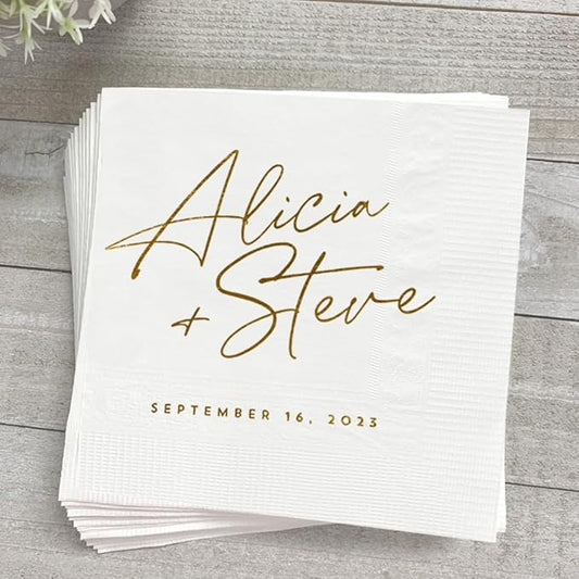 Personalized Wedding Cocktail Napkins, Customized Monogram Wedding Napkin, Custom Dinner Napkins For Bridal Shower, Weddings Decor, Engagement Party Decorations, Bridal Shower Decorations